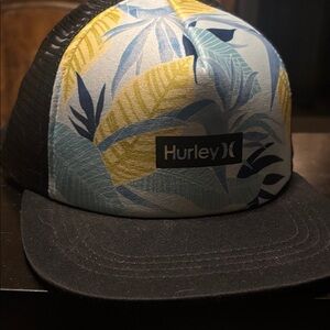 Hurley Black and Multicolor Leaf Print Hat